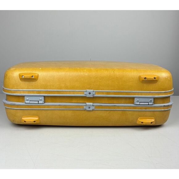 Vintage Samsonite Profile Hardside Suitcase Luggage Mustard Yellow MCM Retro 20" - Picture 10 of 13